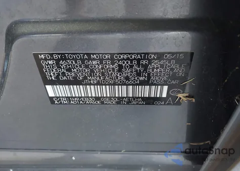 2015 Lexus Is 250 from USA, damaged, VIN JTHBF1D2XF5076604